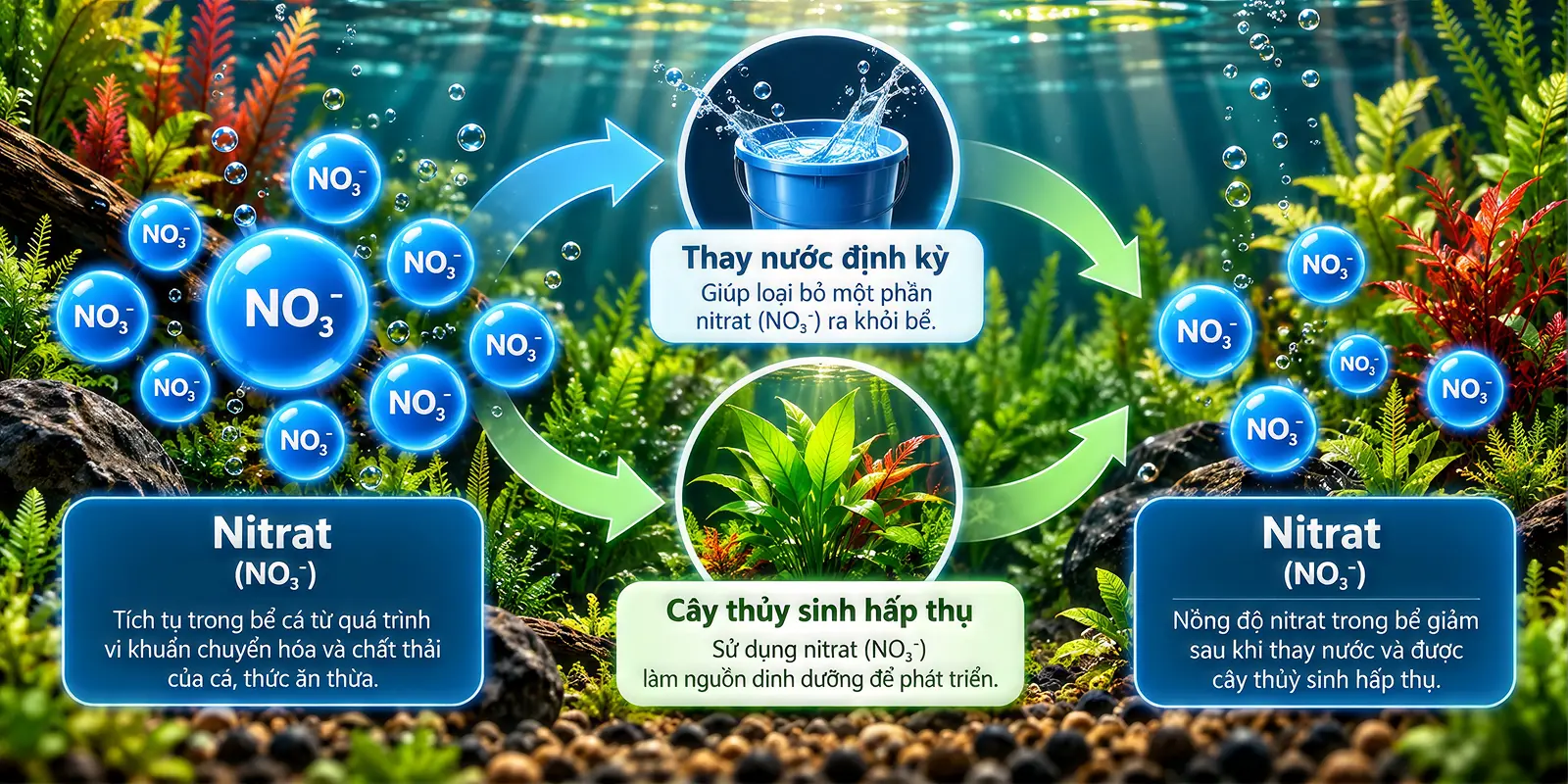Giảm Nitrat trong bể cá